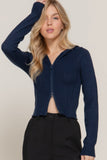 2-way zip closure sweater hoodie cardigan