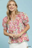 Umgee Mix Paisley Floral Button Down Shirt