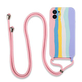 Mobile Phone Cover Apple 13pro Rainbow Lanyard Silicone Cover Suitable For 11pro All-Inclusive Anti-Fall Case