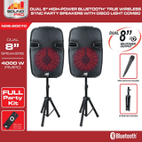 Naxa Dual 8" Bluetooth Party Speakers - Refurbished