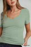 Umgee Sweetheart Neckline Front Double-Lined Top