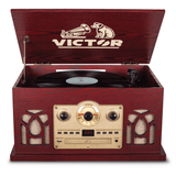 Victor Belmont 8-in-1 Wood Music Center Cherry - Refurbished