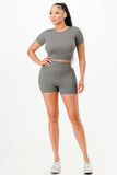 Ribbed Seamless T-shirt And Bike Shorts Set