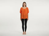 Unique Spectrum Solid Short Sleeve Blouse