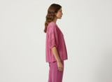 Unique Spectrum Solid Short Sleeve Blouse