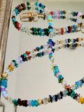 Rainbow Gemstone and Crystal Beaded ID Badge Lanyard / Crossbody Phone Strap / Bag Chain Purse Charm