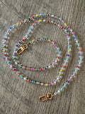 Rainbow and Glass Beaded ID Badge Lanyard / Crossbody Phone Strap / Bag Chain Purse Charm