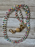 Rainbow and Glass Beaded ID Badge Lanyard / Crossbody Phone Strap / Bag Chain Purse Charm