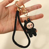 Bling Studded Monster Bunny Figure Phone Strap Keychain Bag Charm