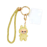 Bling Studded Monster Bunny Figure Phone Strap Keychain Bag Charm