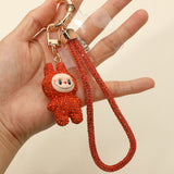 Bling Studded Monster Bunny Figure Phone Strap Keychain Bag Charm