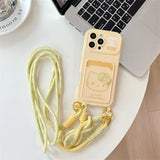 Crossbody Lanyard Hello Kitty Slot Card Bag Phone Case For iPhone