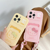 Crossbody Lanyard Hello Kitty Slot Card Bag Phone Case For iPhone