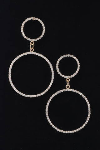 Two Circle Rhinestone Earrings