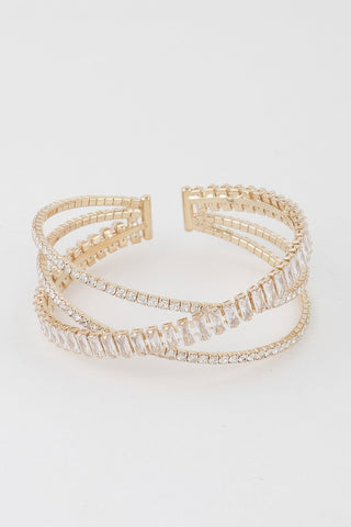 Triple Crystal Laced Cuff Bracelet