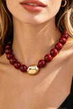 Polished Marble Beaded Pendant Necklace