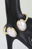 Polished Pearl Stone Open Cuff Bracelet