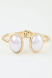 Polished Pearl Stone Open Cuff Bracelet