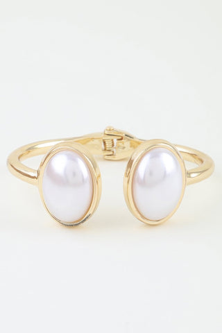 Polished Pearl Stone Open Cuff Bracelet