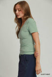Umgee Sweetheart Neckline Front Double-Lined Top