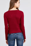 Burgundy Side Buckle Detail Rib Knit Top