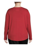 Plus 4XL Red V-Neck Semi Fitted T-Shirt with Long Sleeves