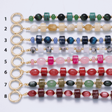 Handmade Green, Red, Pink, Grey, Blue, Peach Rondelle Gemstone Phone Strap Wristlet | WB-00342 ~ WB-00349