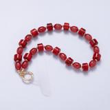Handmade Green, Red, Pink, Grey, Blue, Peach Rondelle Gemstone Phone Strap Wristlet | WB-00342 ~ WB-00349