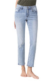 Size 13 (32) Midrise Cropped Light Blue Straight Stretch Jeans