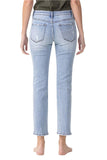 Size 13 (32) Midrise Cropped Light Blue Straight Stretch Jeans