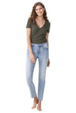 Size 13 (32) Midrise Cropped Light Blue Straight Stretch Jeans