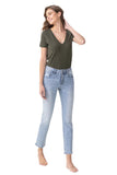 Size 13 (32) Midrise Cropped Light Blue Straight Stretch Jeans