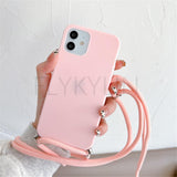 Phone Case  Strap Cord Chain Phone Case For Xiaomi Redmi Note 10 9 10S 9S Pro Max 10 9 9A 9C Cover Mi POCO X3 NFC Pro 12 Pro 11 Lite Crossbody Case Soft Matte Phone Holder with Neck Strap