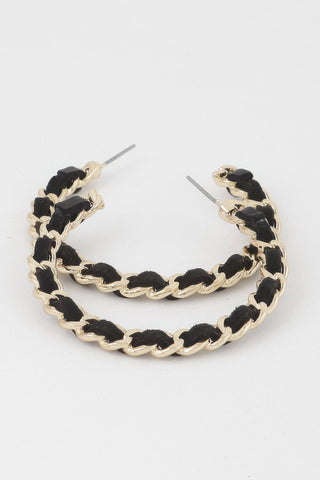 Velvet Lace Wrapped Hoop Earrings